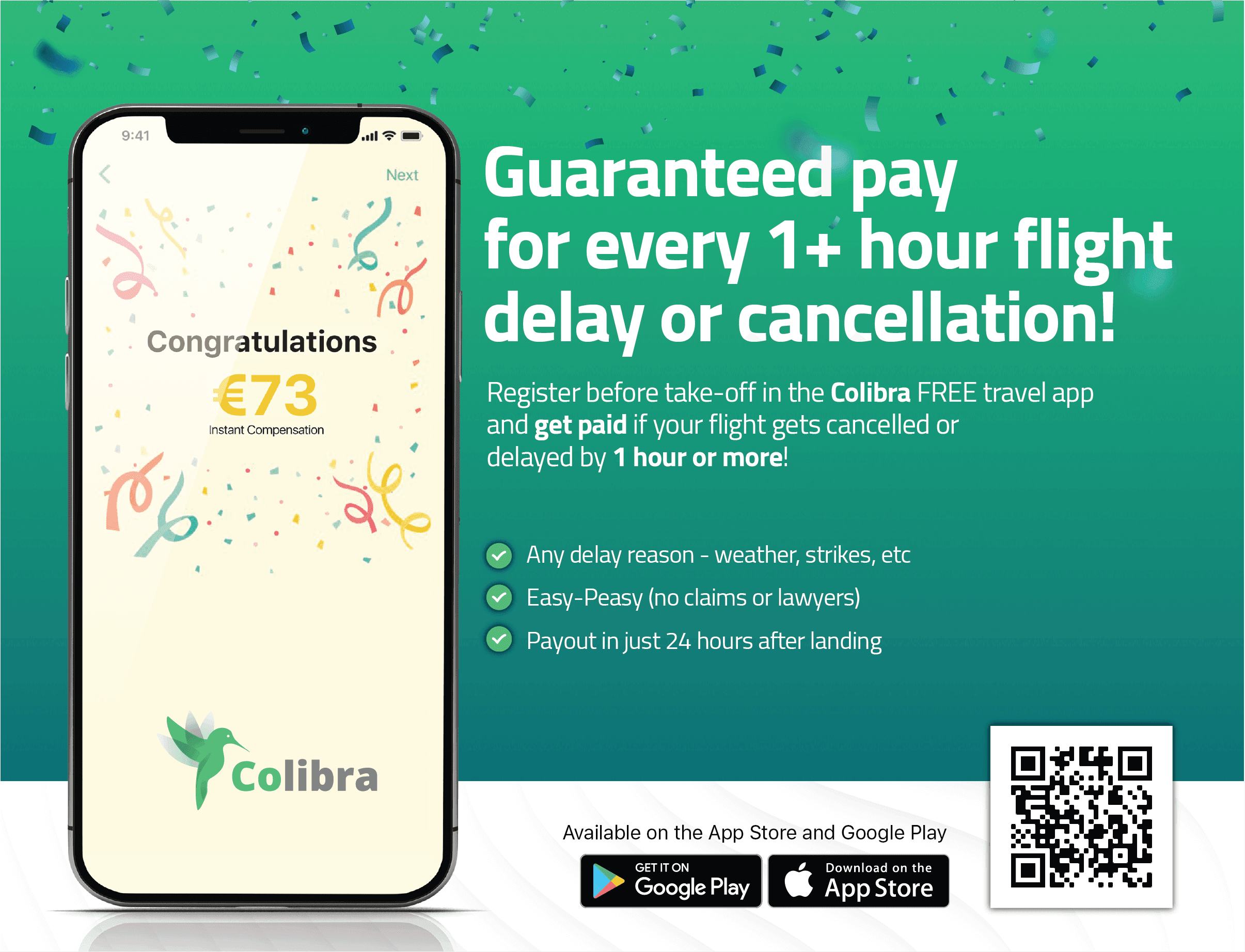 Discover how Colibra can pay compensation to you if your flight is delayed by more than an hour