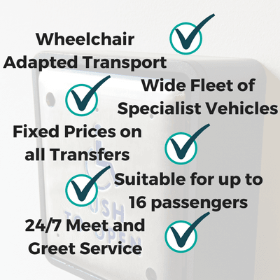 CRT Services include Wheelchair Adapted Transport, Wide Fleet of Specialist Vehicles, Suitable for up to 16 passengers, Fixed Prices on all Transfers, 24/7 Meet and Greet Service. Special assistnace at Manchester Airport