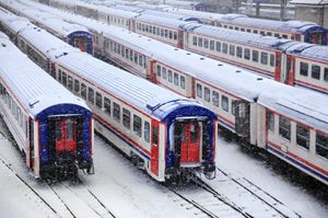 Trains in the snow