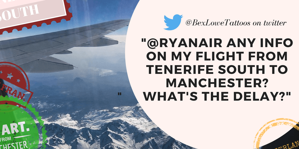 Twitter response about Manchester flight delays: 'Ryanair, any info on my flight from manchester?'