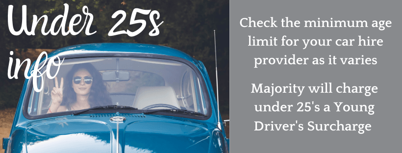 car hire manchester airport - under 25 info